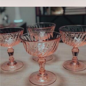 Vintage 1930s French Rosalind Arcoroc Luminarc Champagne Drinking Glass Set